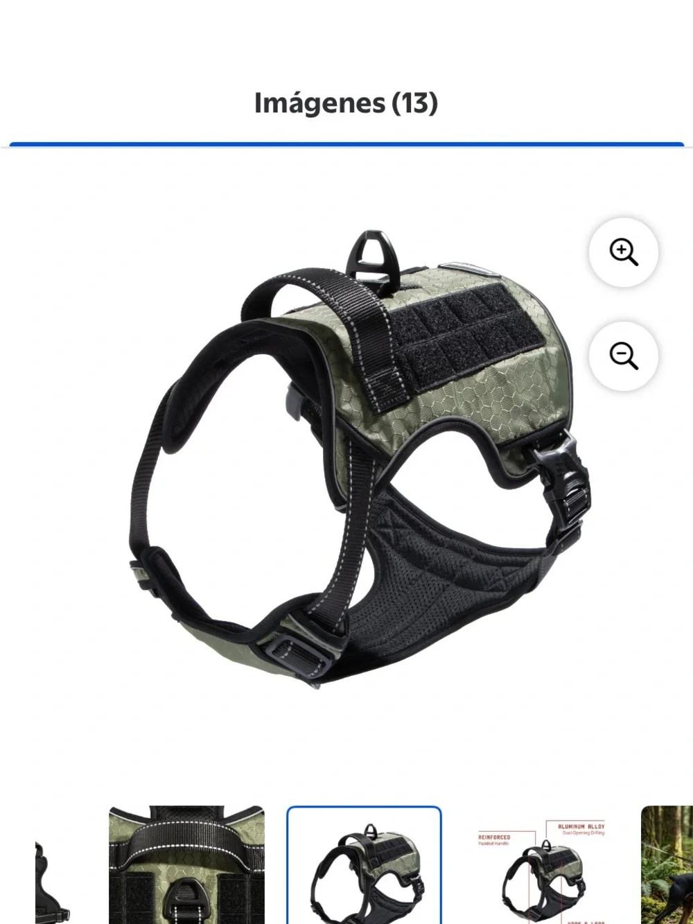 Harness Dog Vest Harness in Olive Green with Black Trim